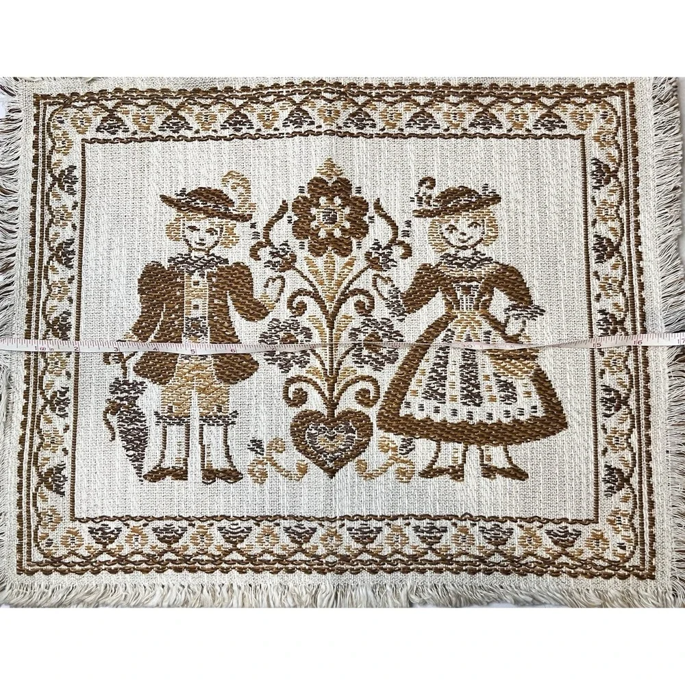 Vintage Austrian Folk Art Placemats Set Of 2  *Read: See pictures for condition